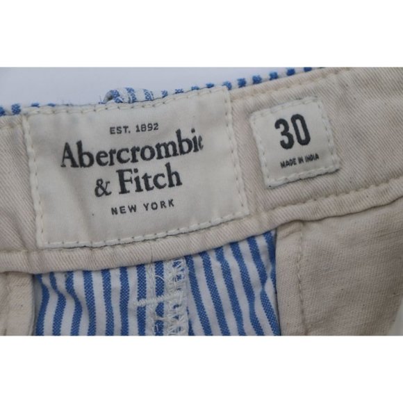 abercrombie fitch men's 30 9.5" striped white blue distressed flat front shorts - Picture 12 of 14
